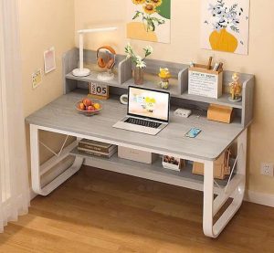Bàn làm việc, bàn học khung sắt cong có giá sách BH-BAB02