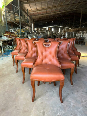 GHẾ TÂN CỔ ĐIỂN BỌC DA XÁM CF-123 2 66.1 1