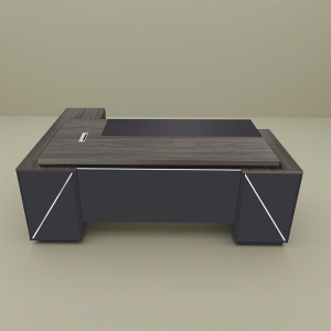 Bàn giám đốc góc L viền trắng nổi bật PV-BGD115