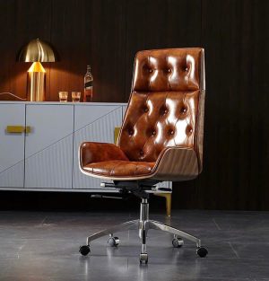 Ghế làm việc nhập khẩu lưng ốp gỗ cao cấp GX-PV151VS